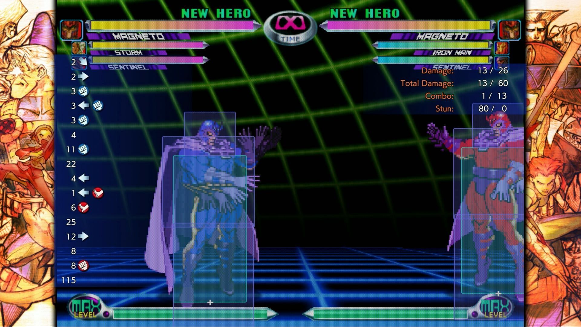 Thankfully, Marvel vs. Capcom Fighting Collection has a training mode to practice in (Image via Capcom)