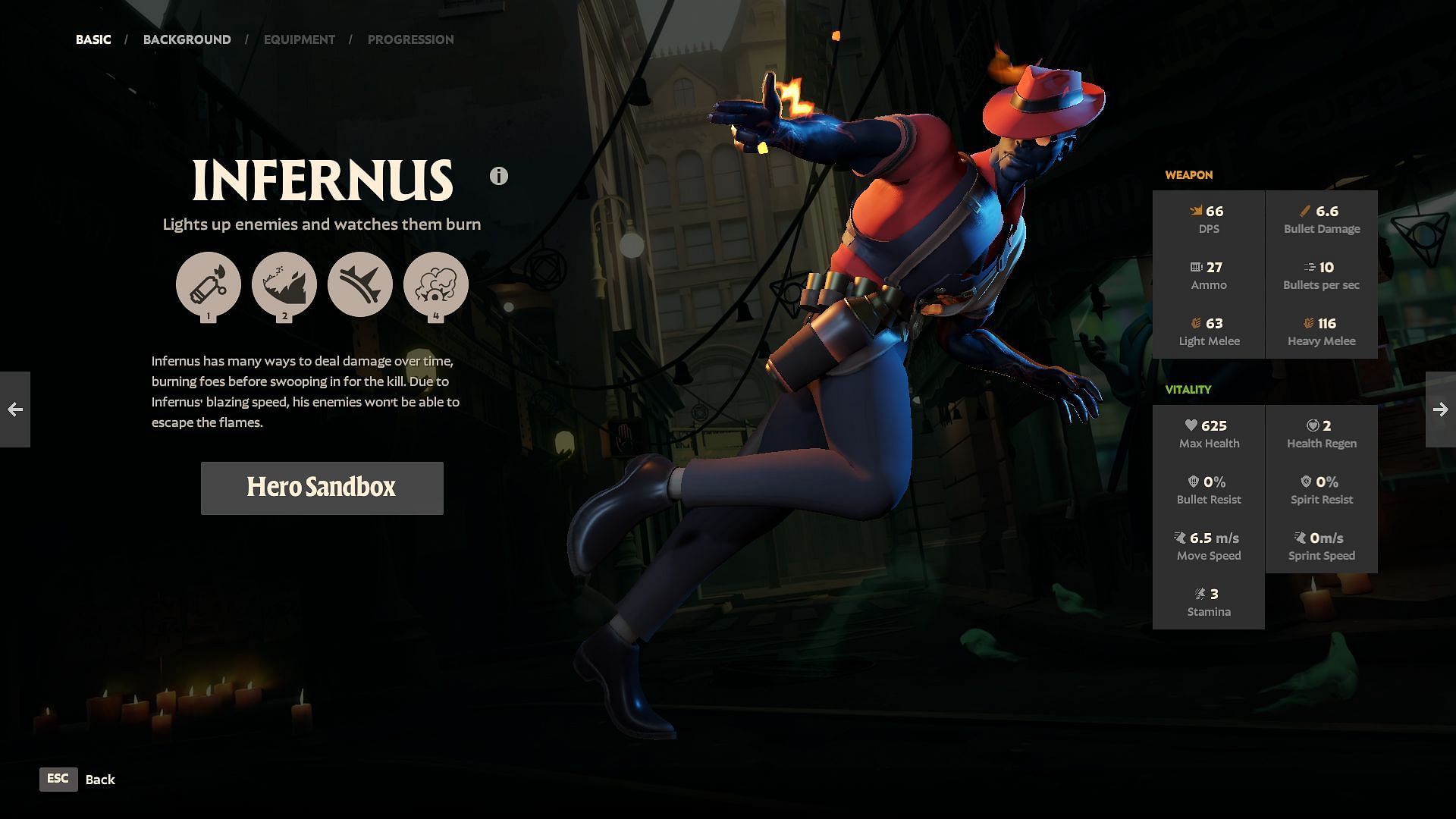 Infernus in-game stats (Image via Valve)