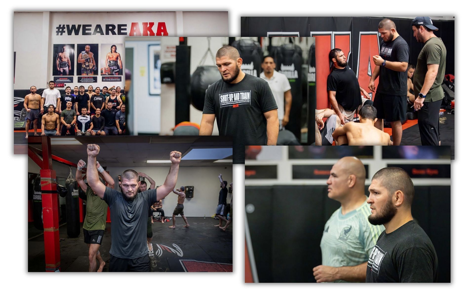 Khabib Nurmagomedov training alongside Cain Velasquez at AKA.