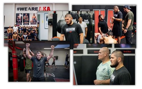 Khabib Nurmagomedov training alongside Cain Velasquez at AKA.