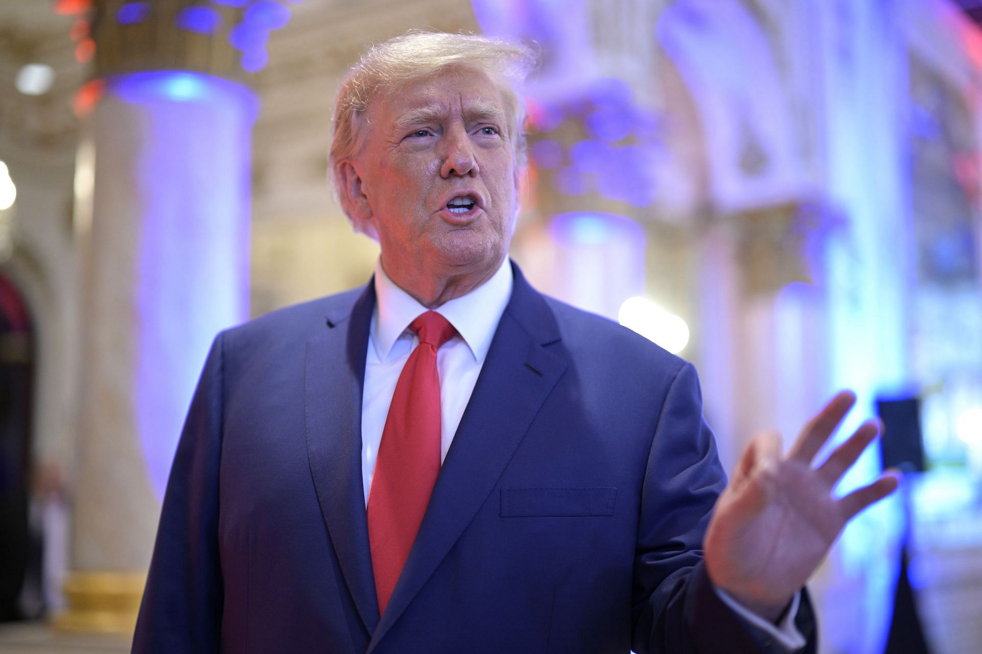 PALM BEACH, FL-NOVEMBER 8: Former President Donald Trump answer - Source: Getty