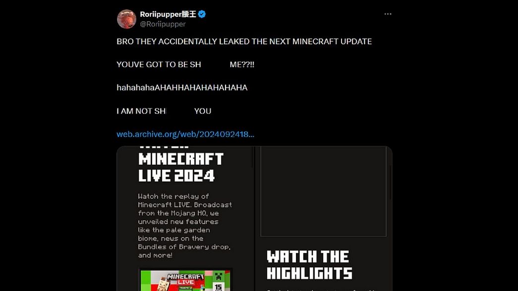 Minecraft Live 2024 Leak Hints At New Update Mob And Biome