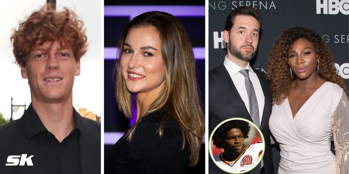 (Left to Right) Jannik Sinner, Anna Kalinskaya, Alexis Ohanian and Serena Williams, Sean Taylor (Inset) (Source: Getty Images)