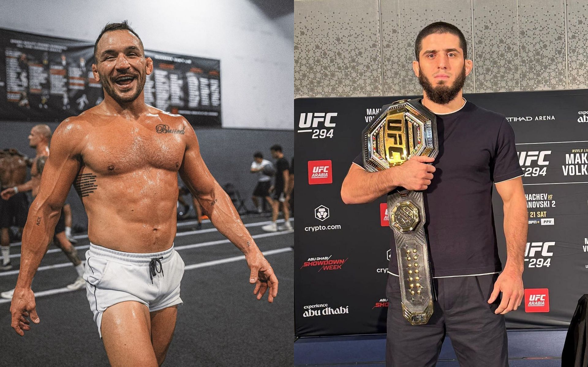 Michael Chander (left) discusses potential fight against Islam Makhachev (right). [Images courtesy: @mikechandlermma and @islam_makhachev on Instagram]