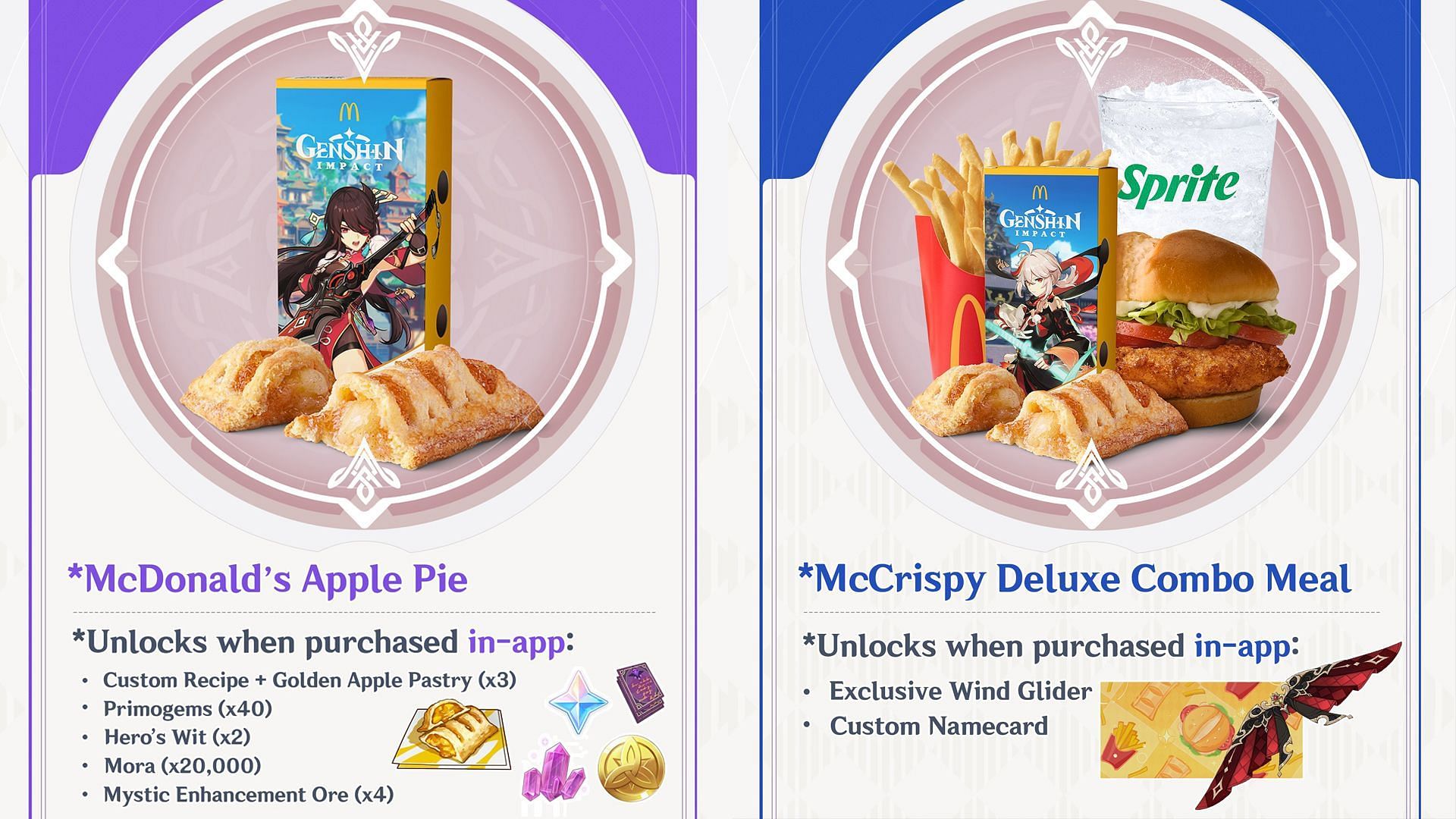 McDonald&#039;s Apple Pie and McCrispy Deluxe Combo Meal (Image via HoYoverse)