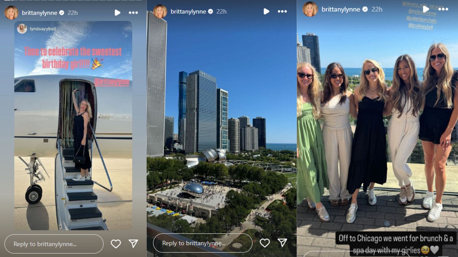 Mahomes and friends celebrating her birthday in Chicago. (Photos via IG)