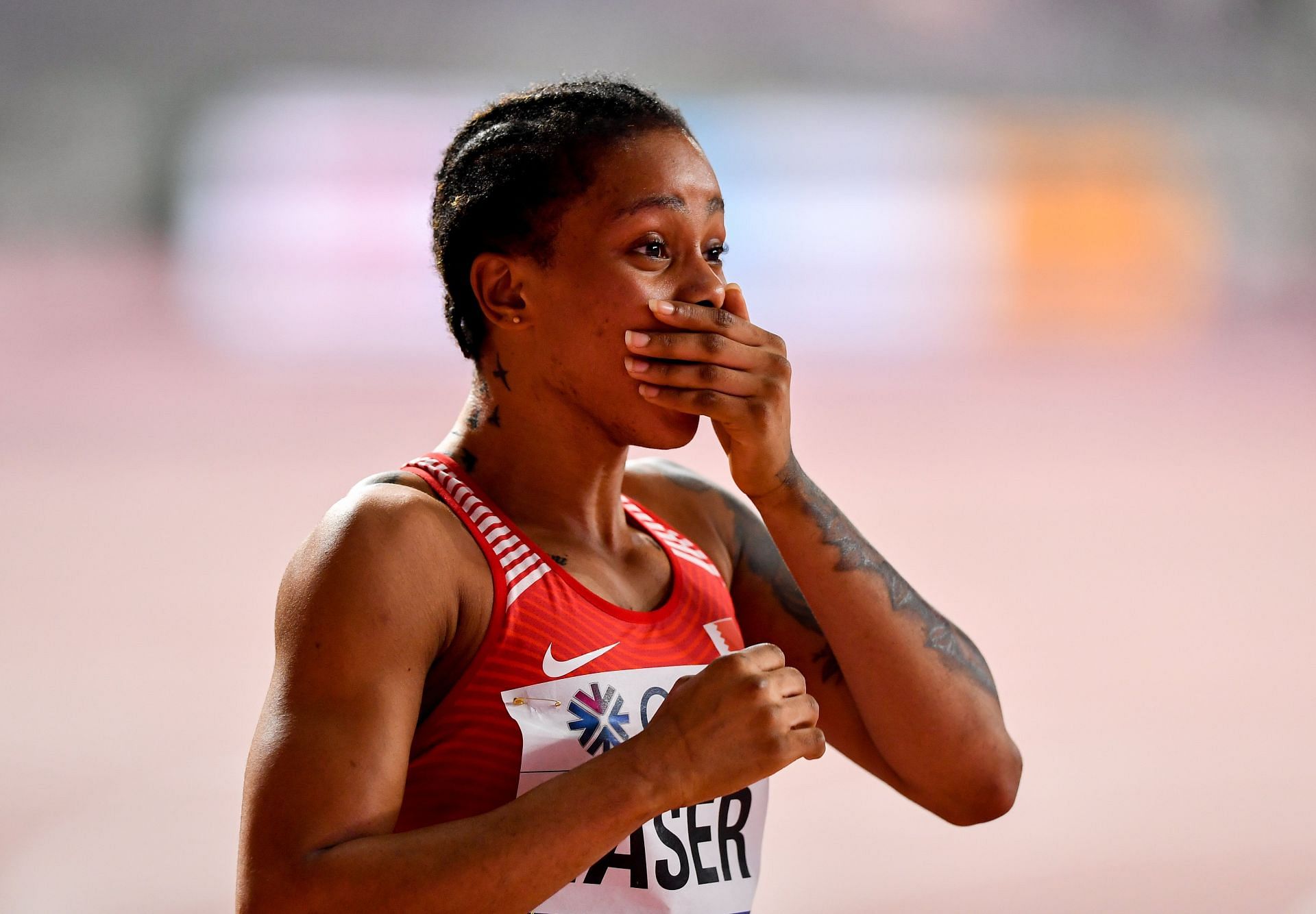 Salwa Eid Naser at the IAAF World Athletics Championships Doha 2019. (Photo By Sam Barnes/Sportsfile via Getty Images)