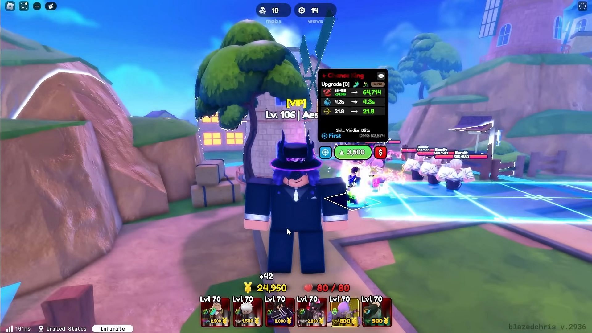 The Chance King in action (Image via Roblox || Risea/YouTube)