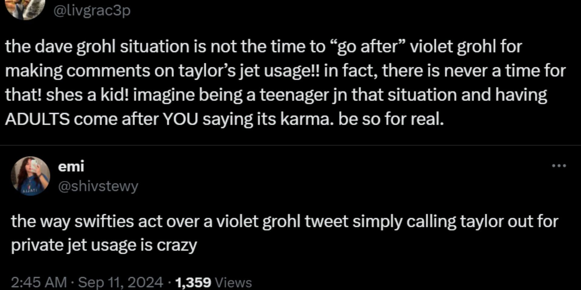 Some Taylor Swift fans defend Violet Grohl online (Image via X)