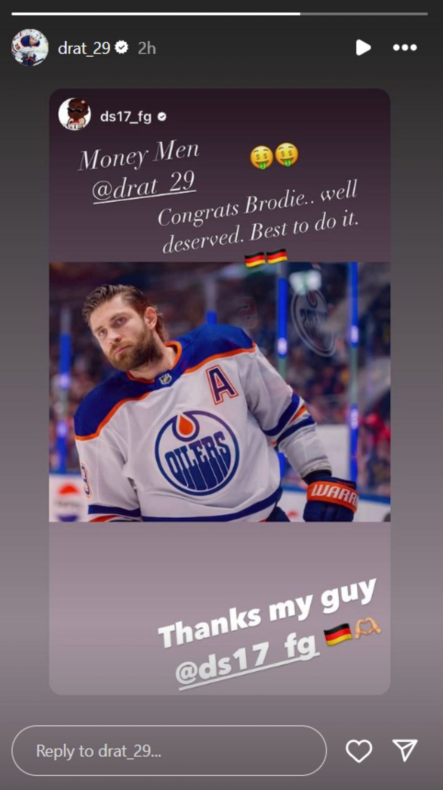 Image souce Draisaitl&#039;s Instagram