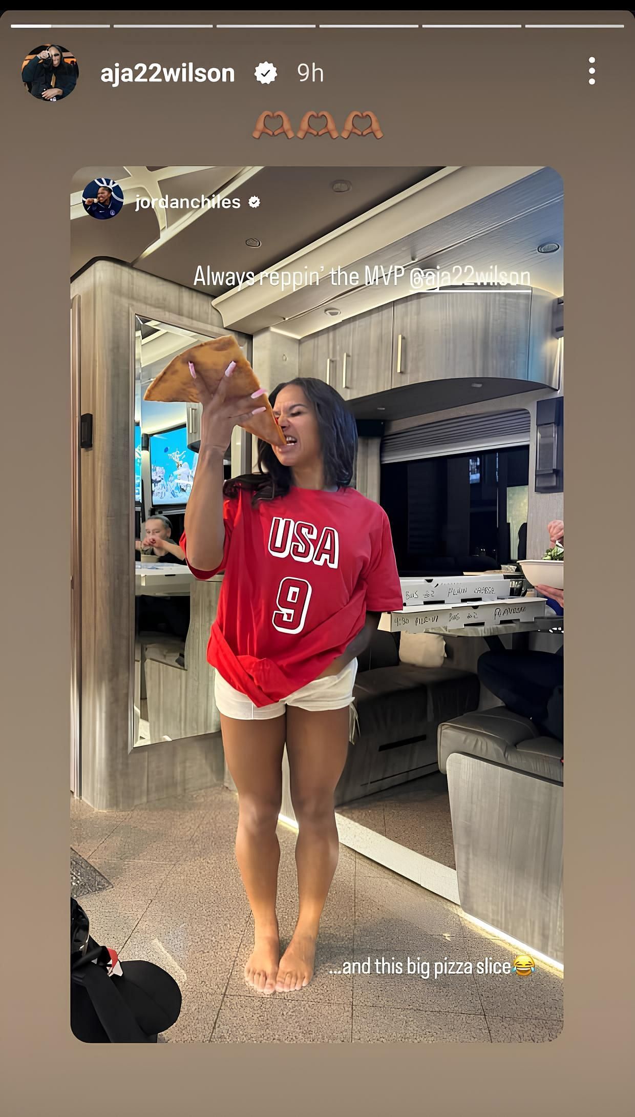 Jordan Chiles reps A&#039;ja Wilson&rsquo;s Team USA jersey