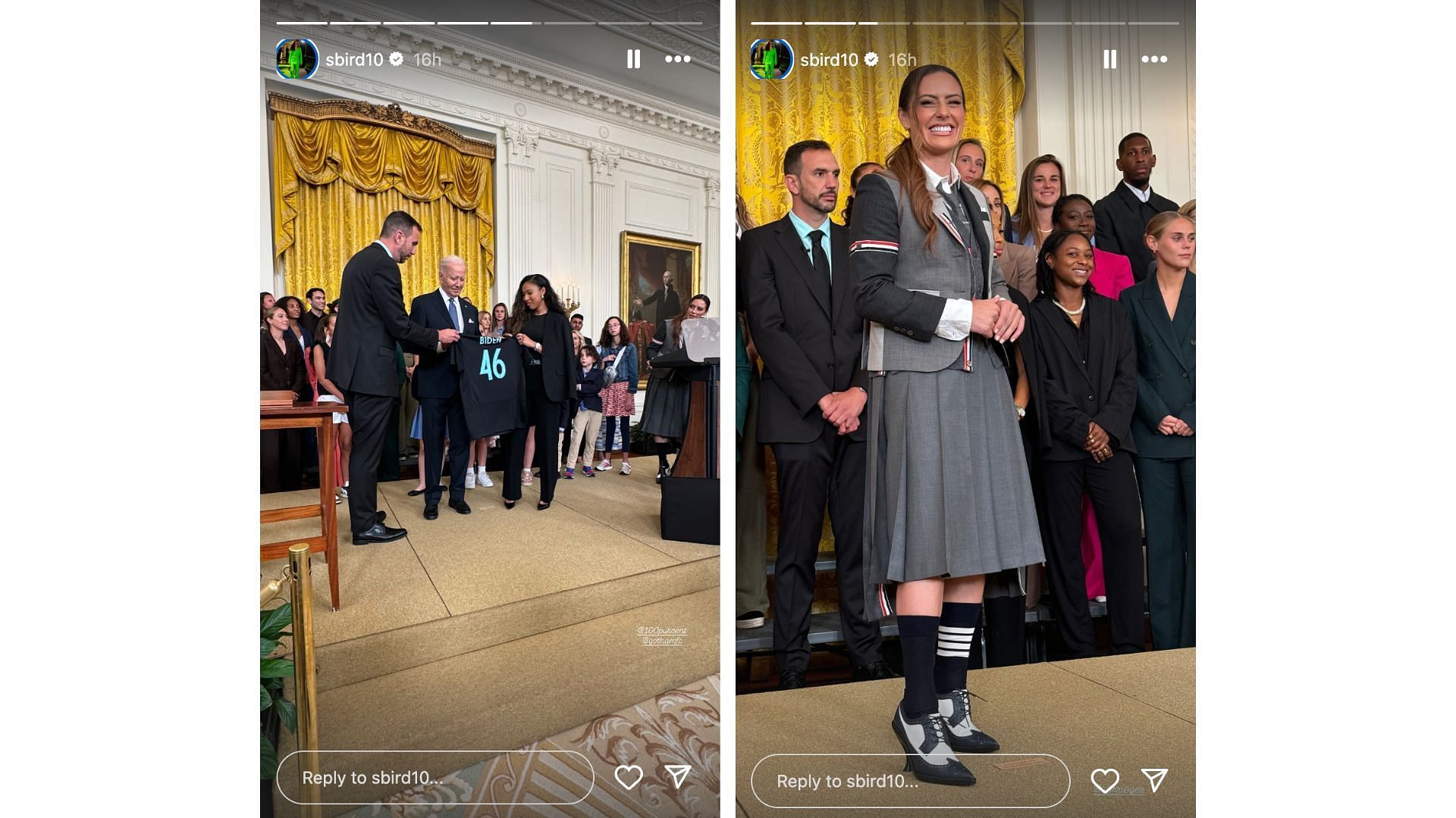 President Joe Biden meets Gotham FC players at the White House. Photo Credit: Sue Bird&#039;s IG account