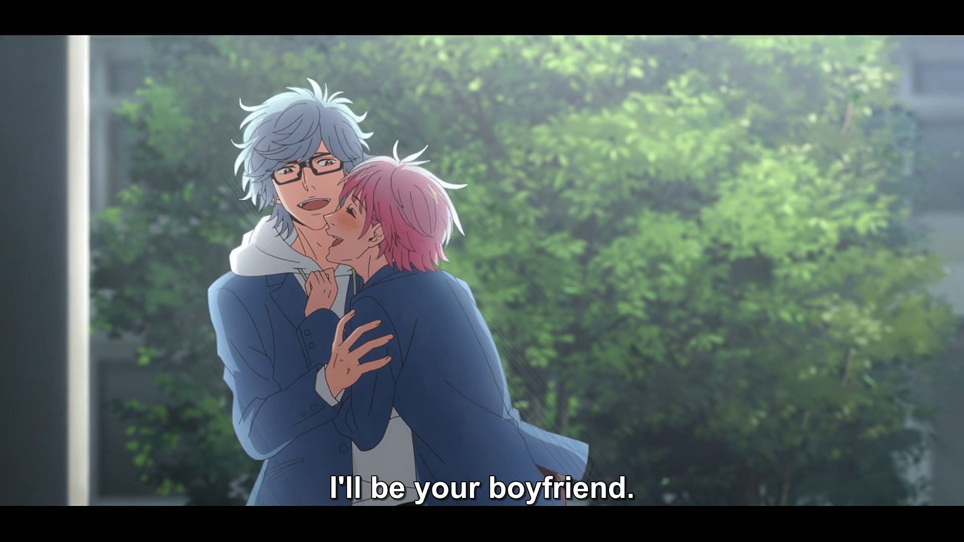 Shion accepts Rei&#039;s confession (Image via Studio Deen)