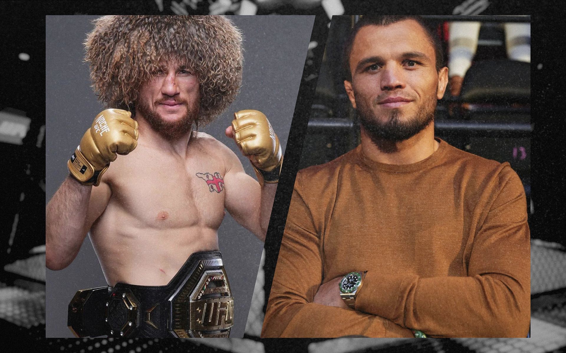 Merab Dvalishvili (left) once again takes shot at Umar Nurmagomedov (right) on social media. [Image courtesy: Getty Images]