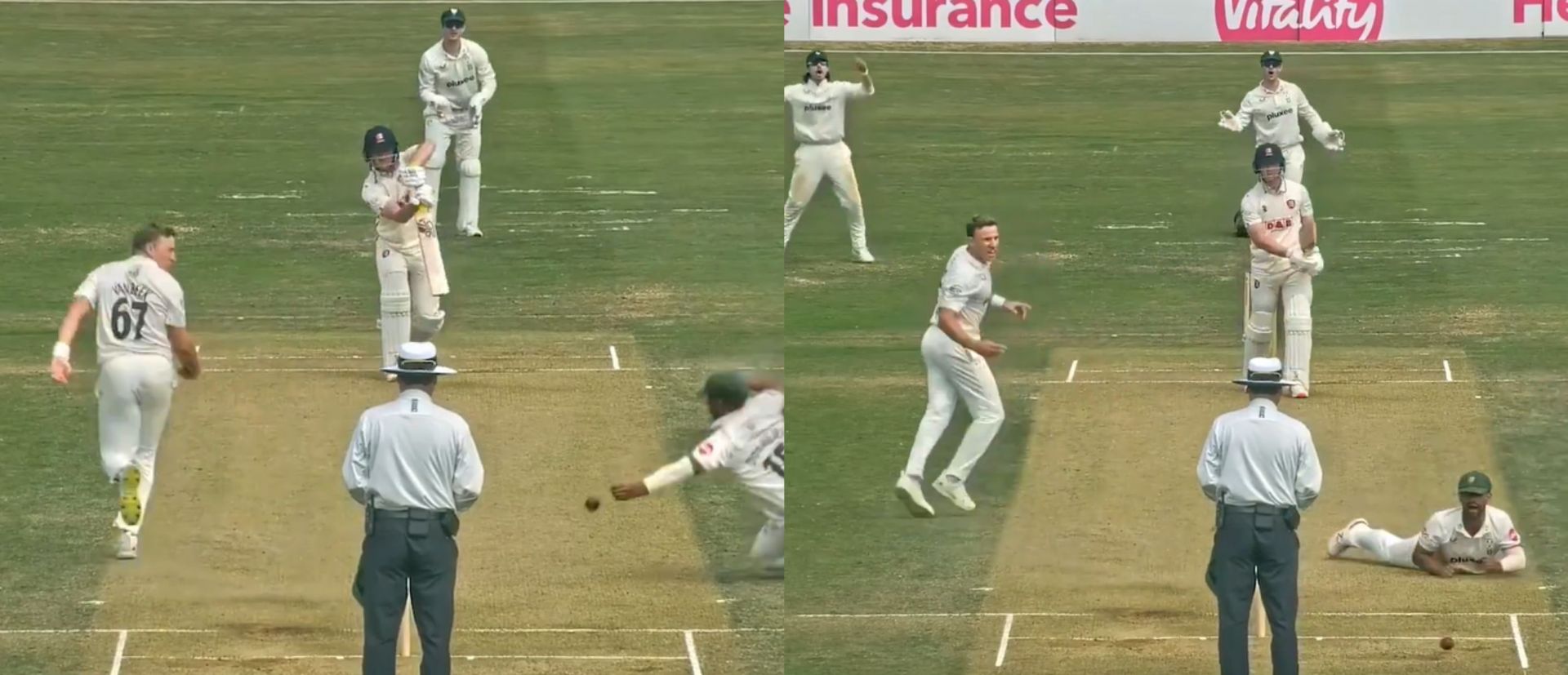 [WATCH] Worcestershire skipper Brett D'Oliveira's spectacular run out against Essex in the 2024 County Championship