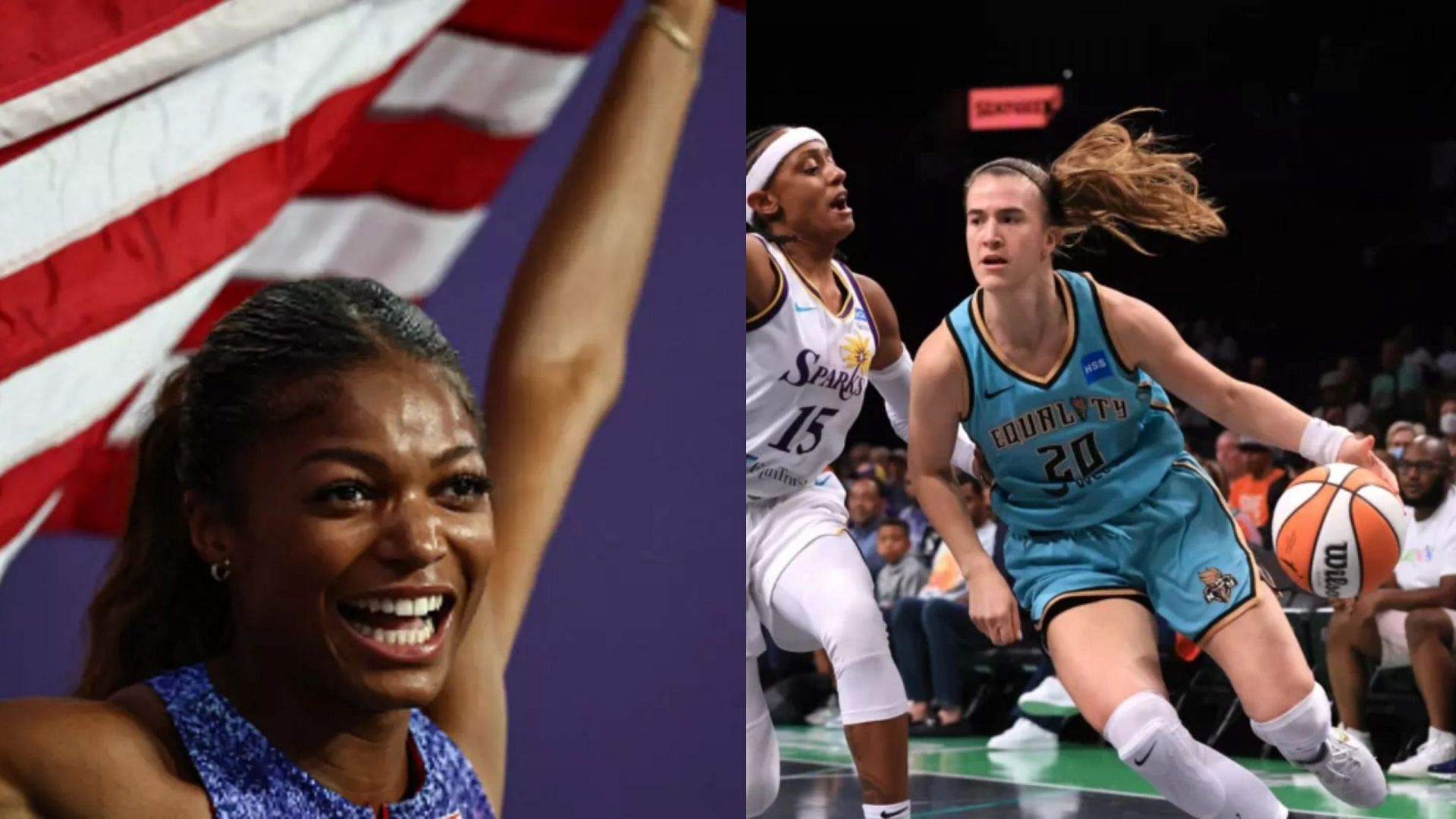 Gabby Thomas ecstatic on meeting Sabrina Ionescu at WNBA playoffs [Image Source: Getty]