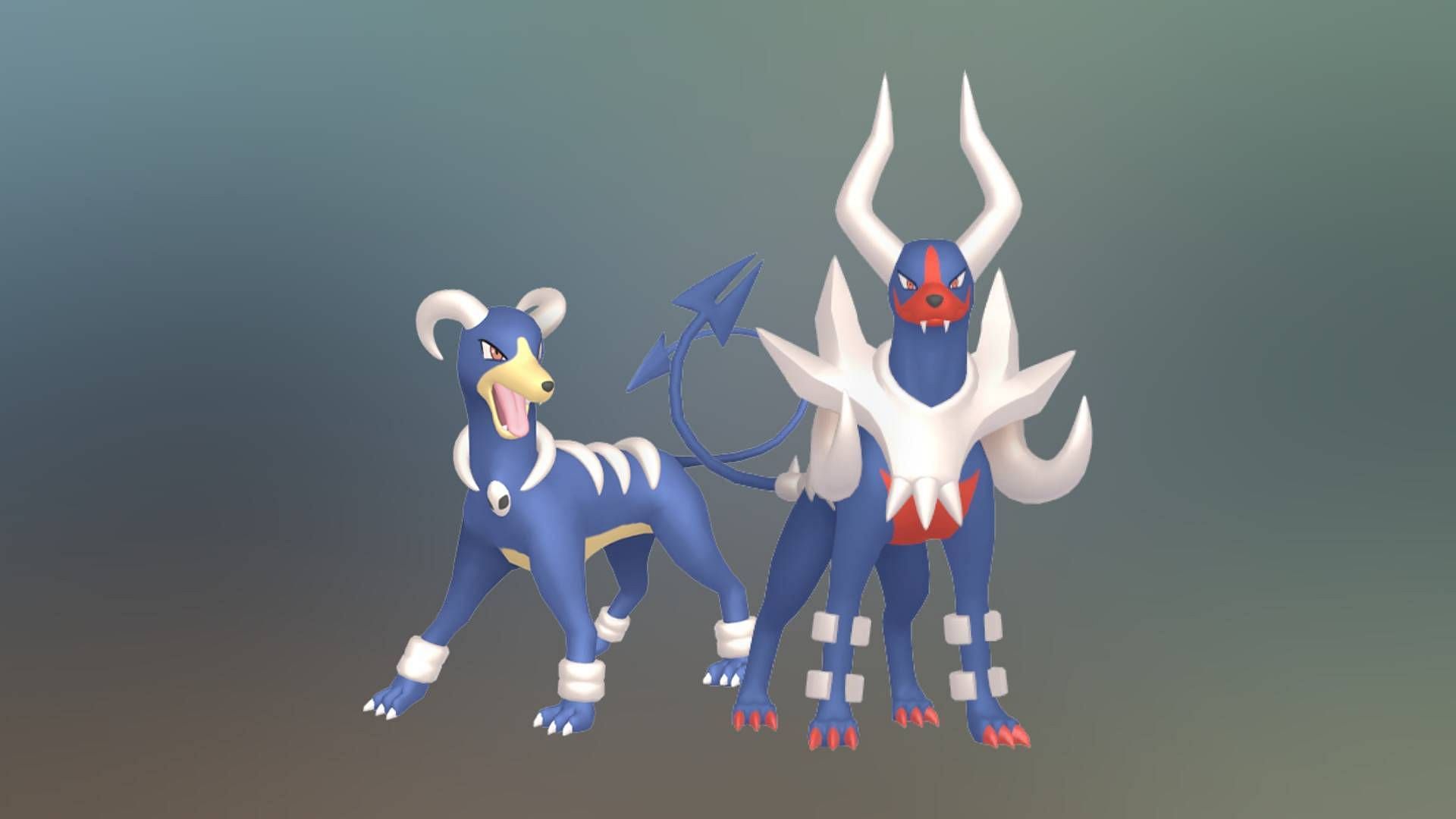 Shiny Houndoom and Shiny Mega Houndoom (Image via TPC)