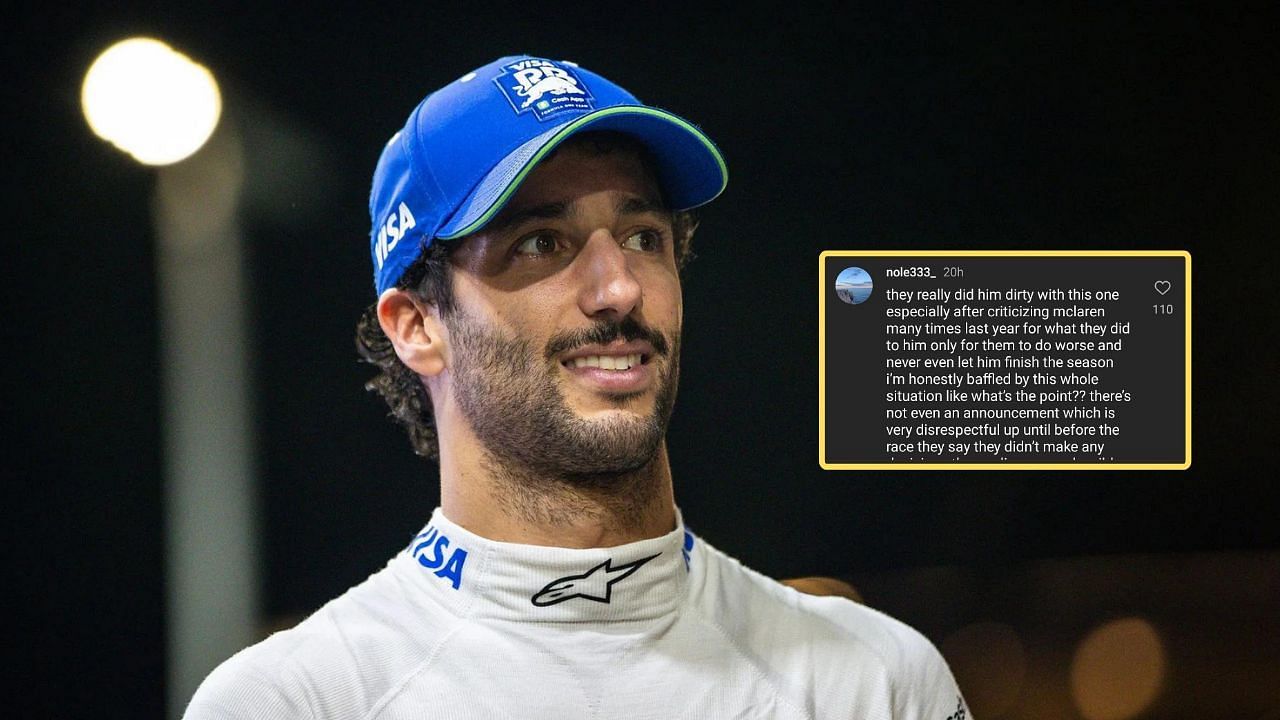 Daniel Ricciardo (foreground) Credit: Getty Images. Fan reaction. Courtesy: instagram.com/nole333_