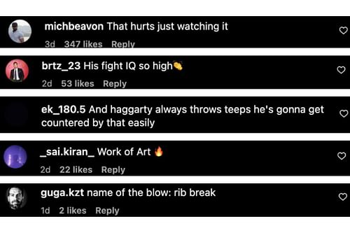 Screenshot of fans' comments