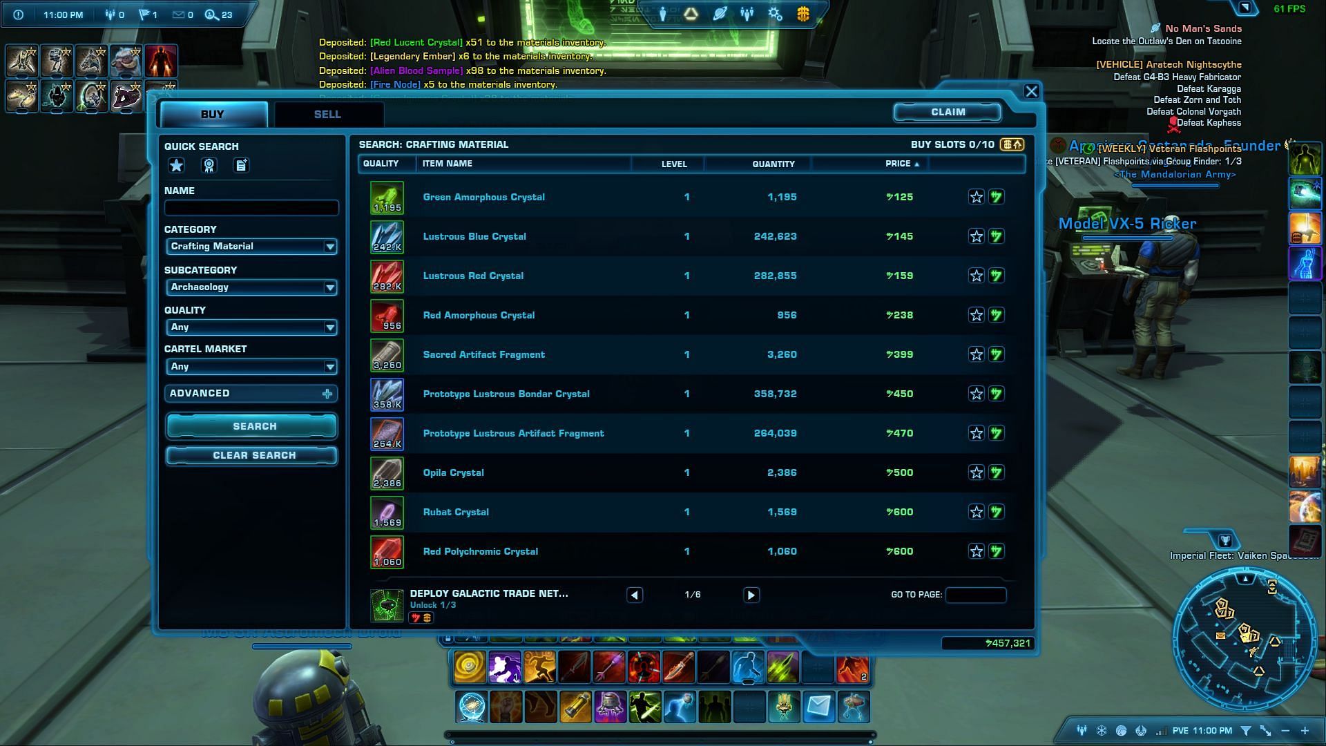 You can sell crating materials at the GTN in SWTOR (Image via Electronic Arts)