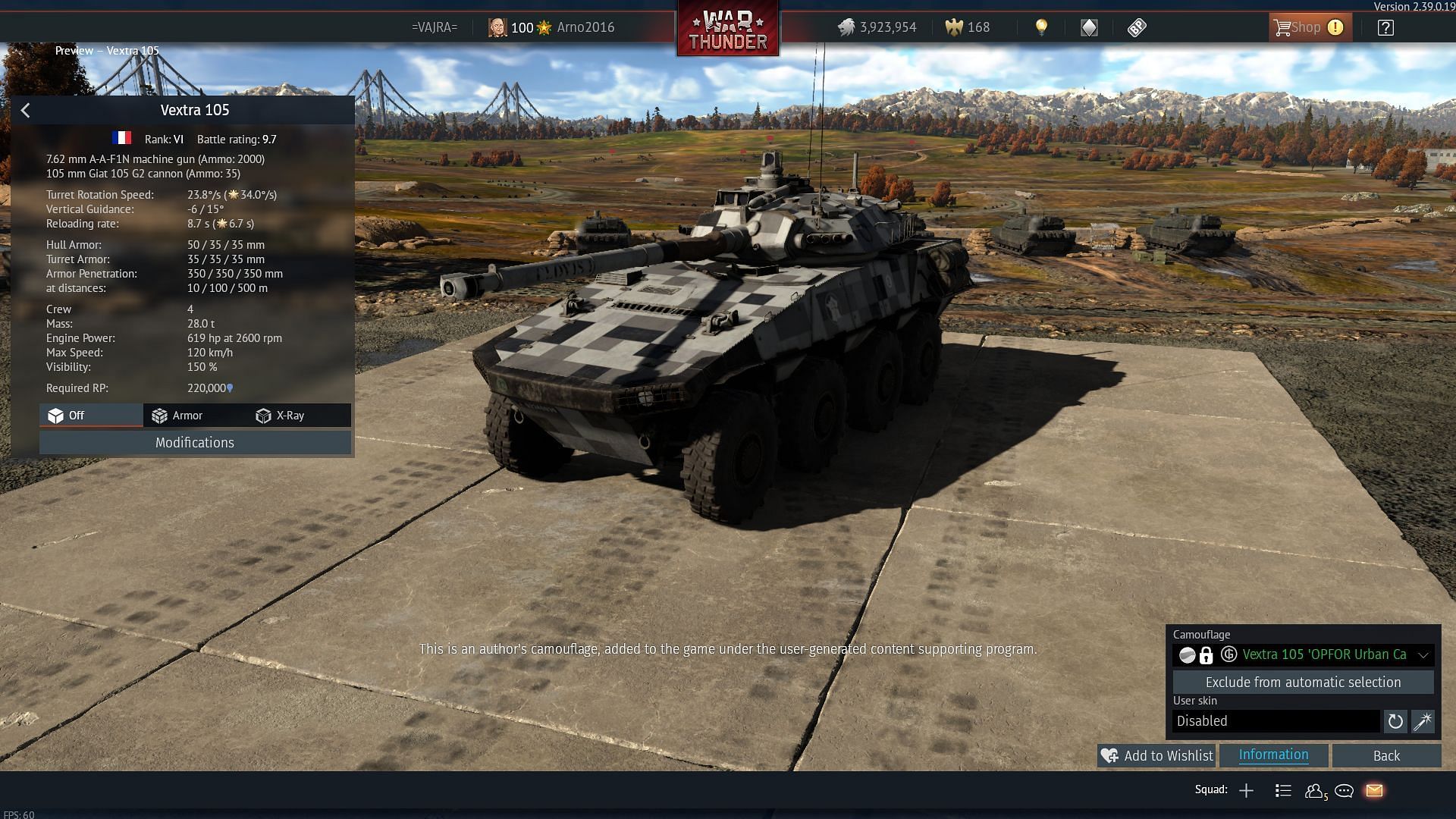 The Vextra 105 in War Thunder (Image via Gaijin Entertainment)