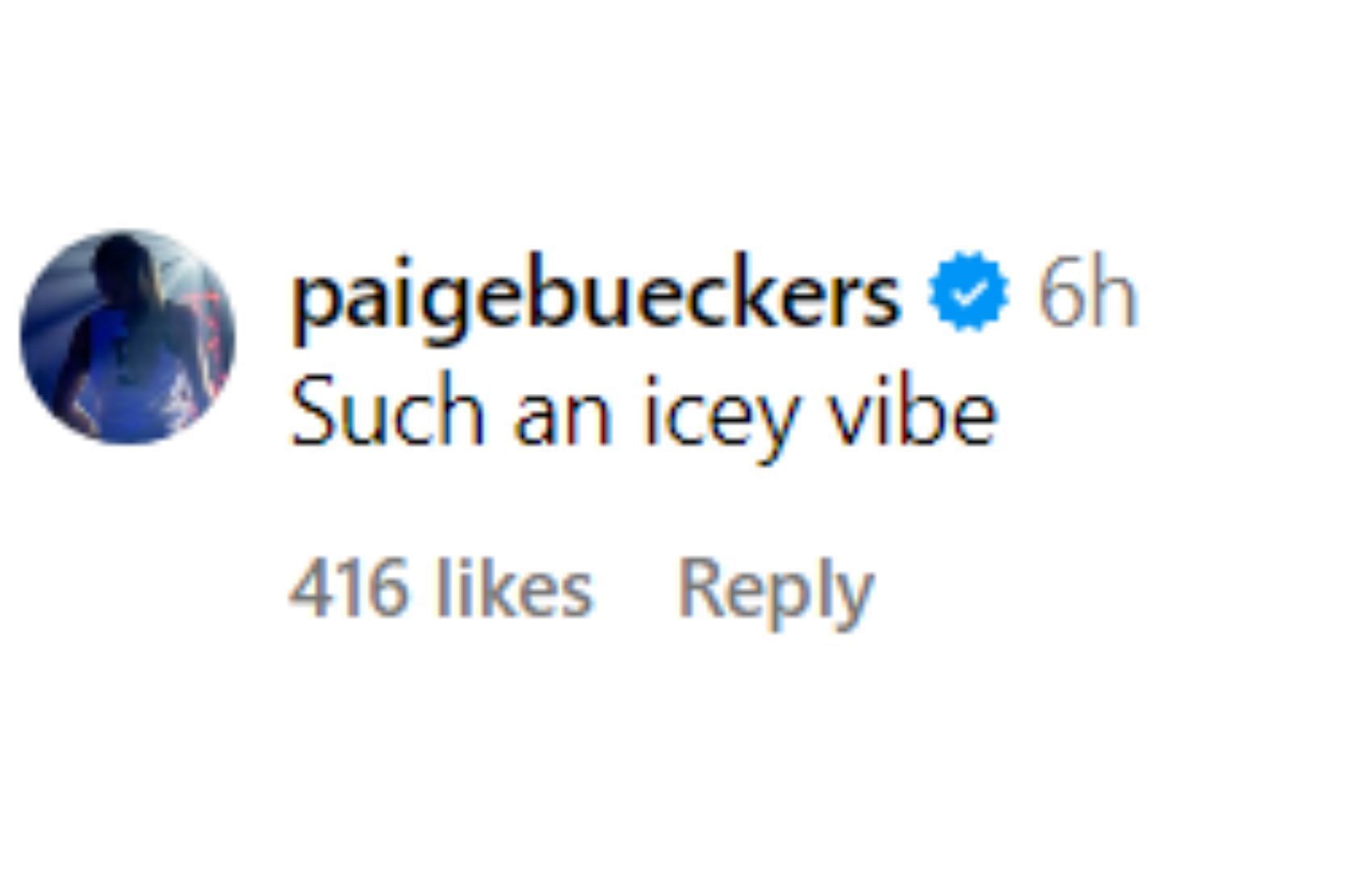 Paige Bueckers&#039; comment on Ice Brady&#039;s post