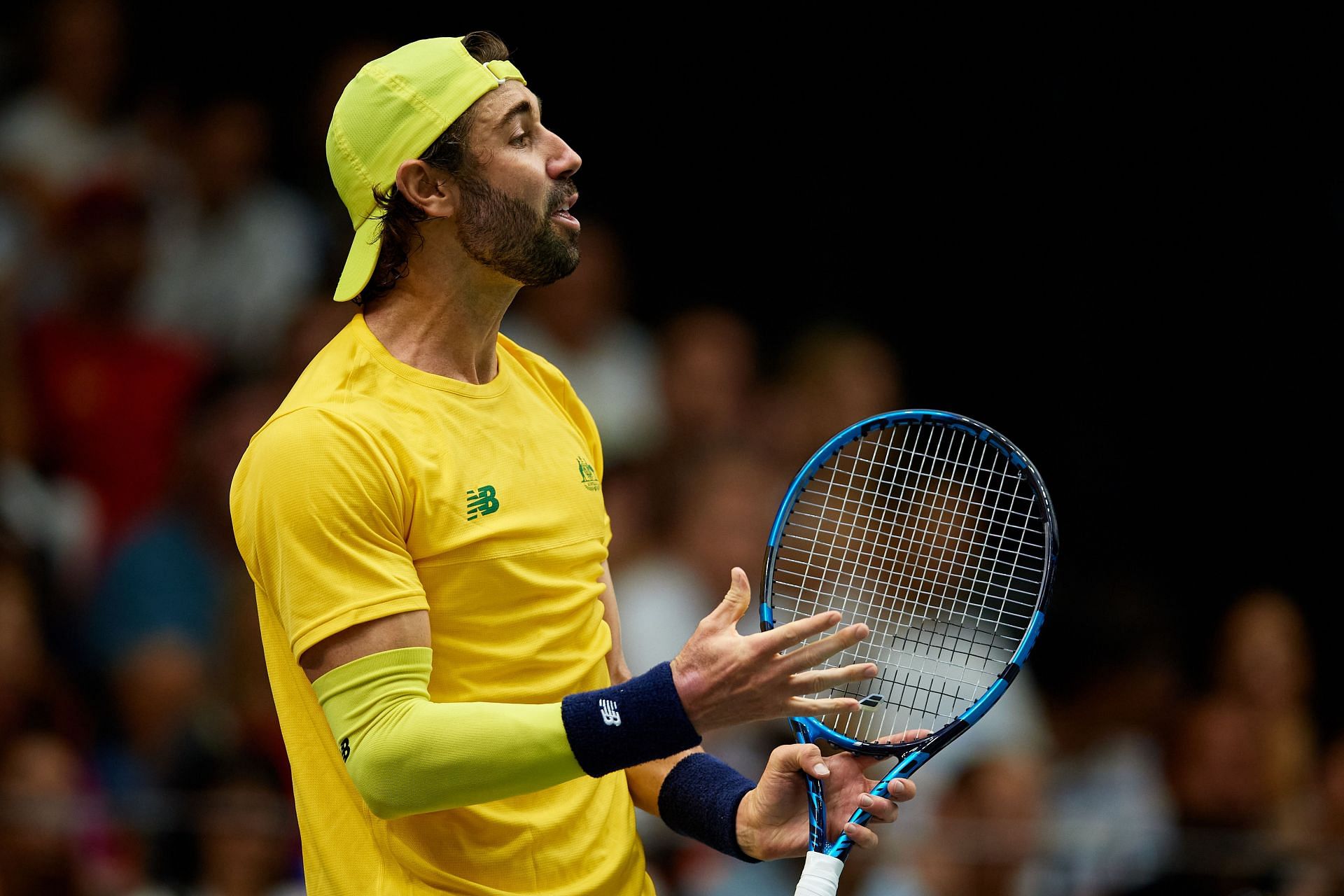 Thompson reacts after a point - Australia v Spain Davis Cup - Source: Getty