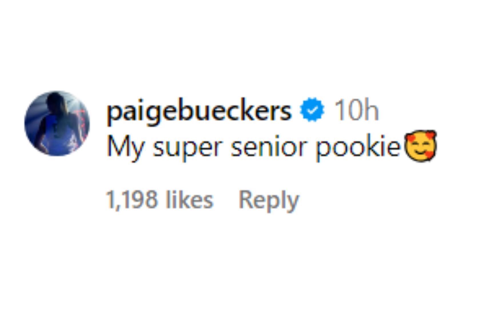 Paige Bueckers&#039; comment on Griffin&#039;s post