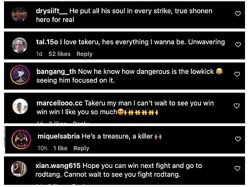 Screenshot of fans' comments. [ONE Championship, Instagramt]