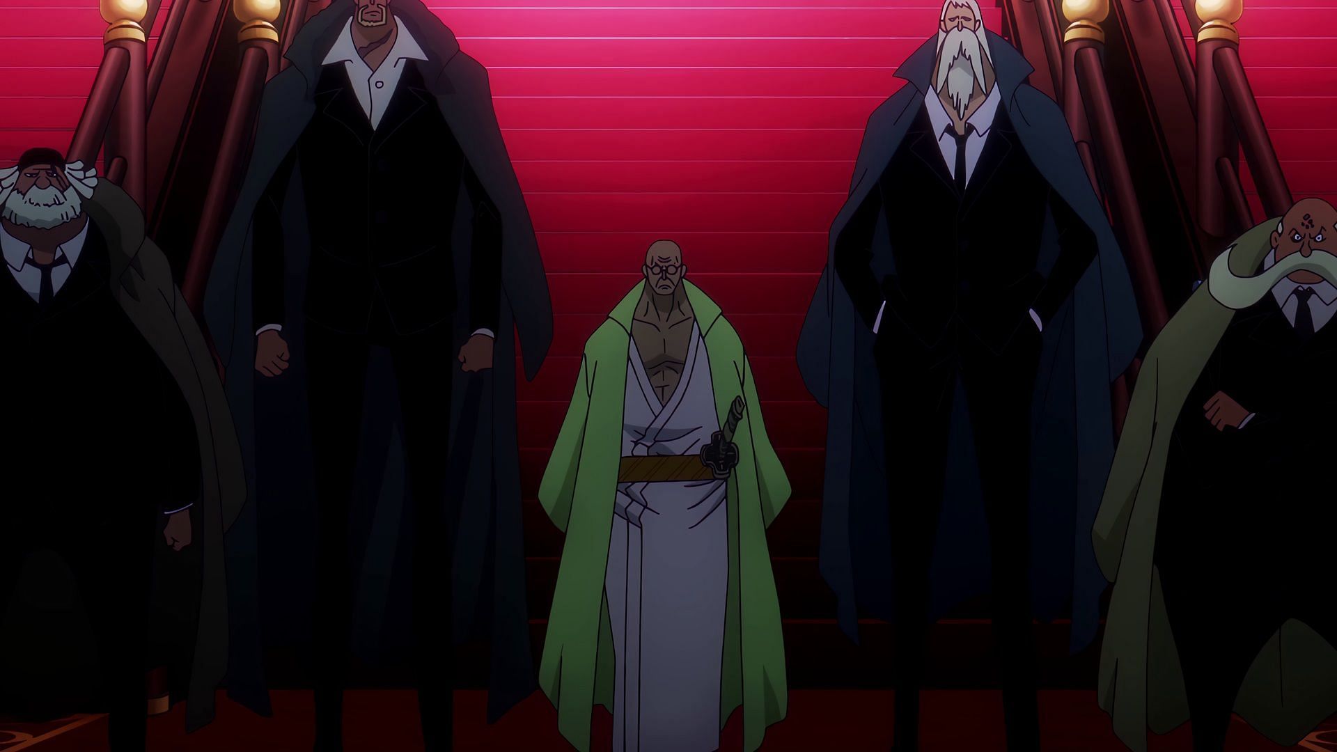 The Five Elders before Garling replaced Saturn (Image via Toei Animation)