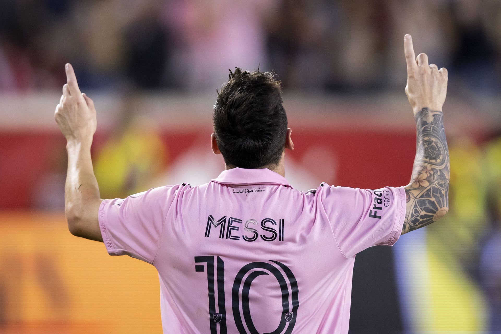 Lionel Messi&#039;s iconic Point to the Sky celebration (Image via Getty)