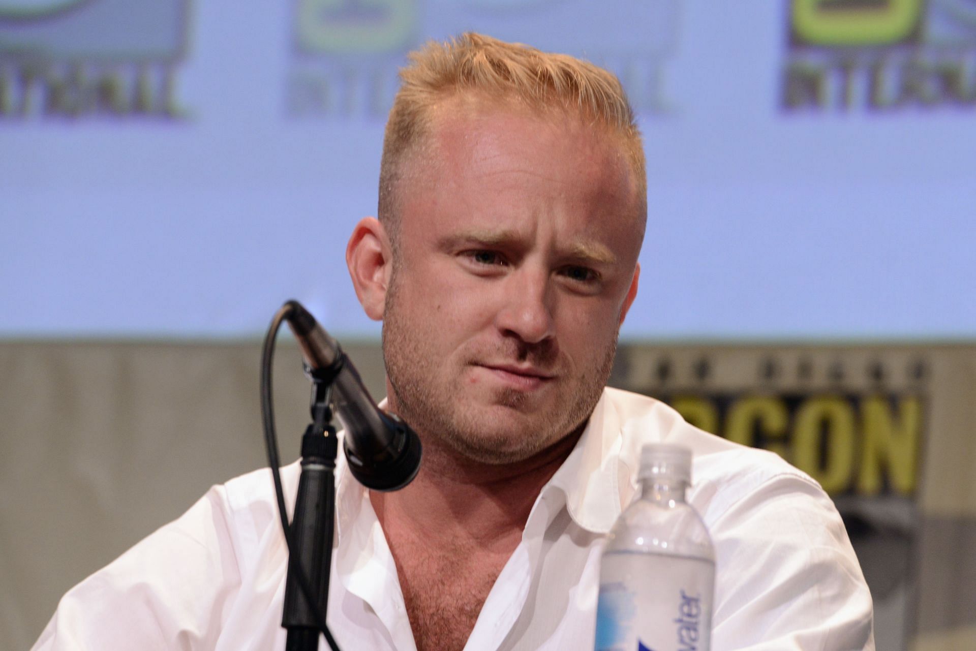 Ben Foster speaks onstage at the Legendary Pictures panel during Comic-Con International 2015 at the San Diego Convention Center on July 11, 2015. (Image via Getty/Albert L. Ortega)