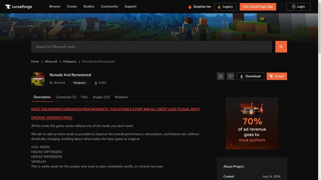 Minecraft Remade & Remastered modpack: Features and installation guide