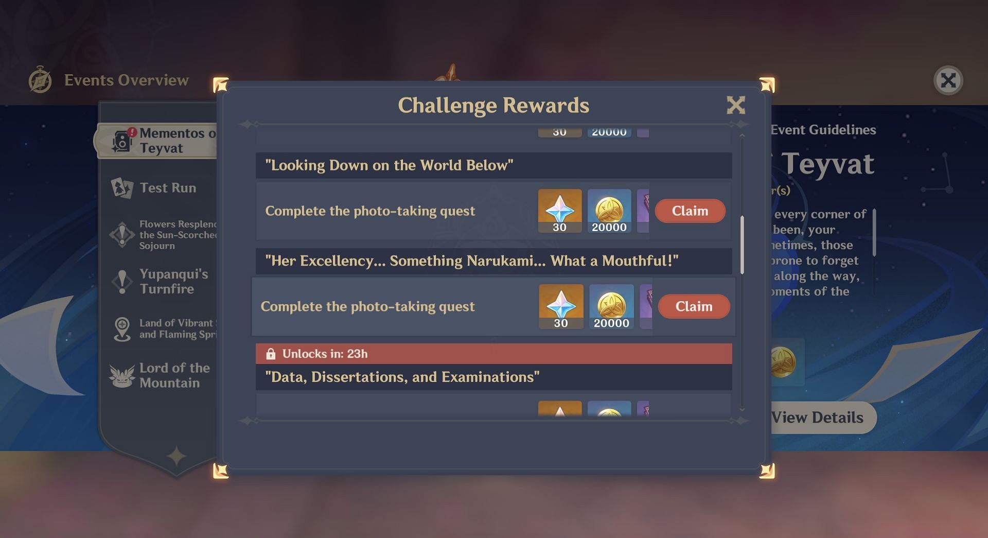 Claim the rewards from the event page (Image via HoYoverse)