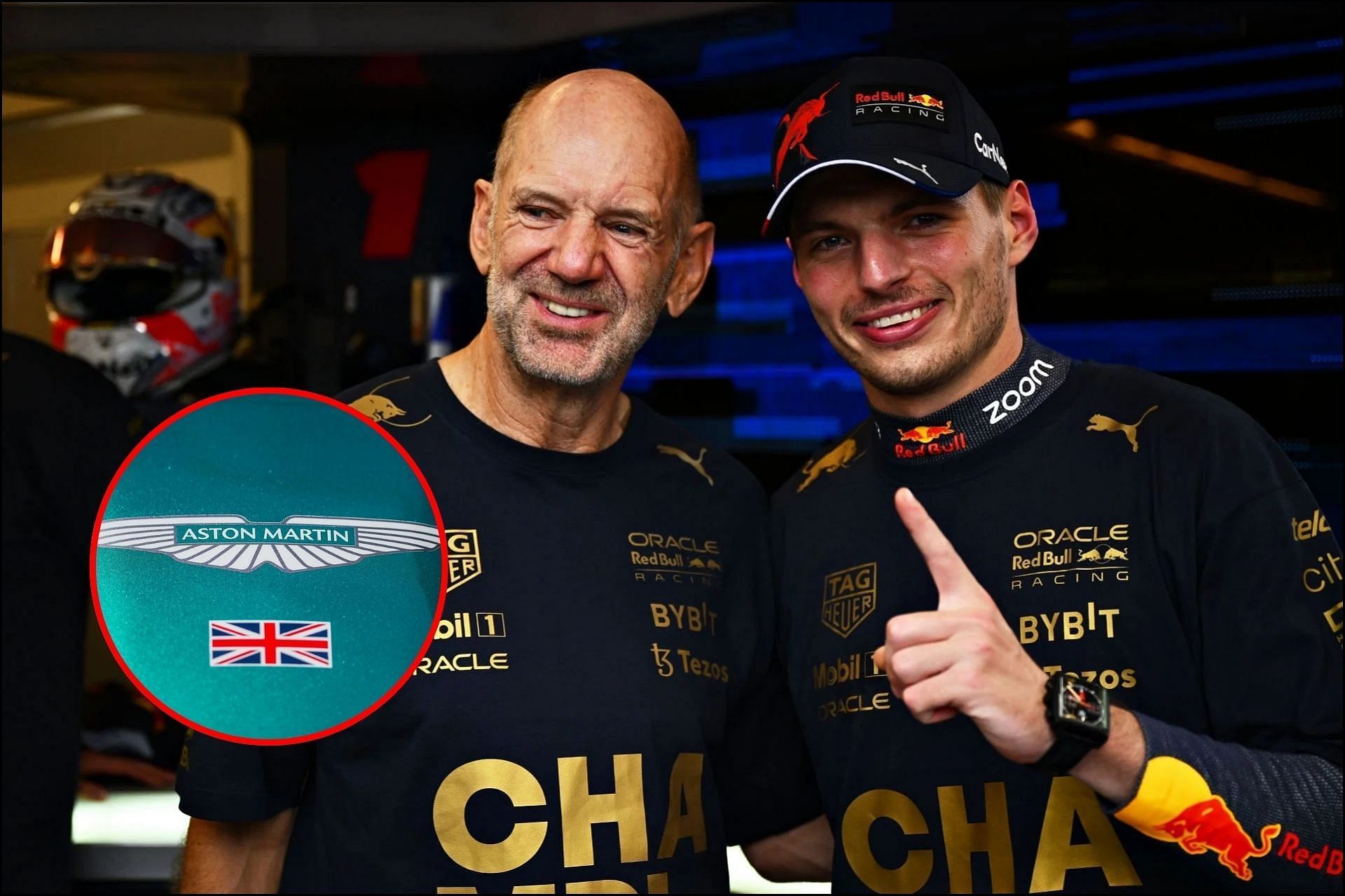 Max Verstappen reacts to Adrian Newey joining Aston Martin in 2025 (Images from Getty Images)