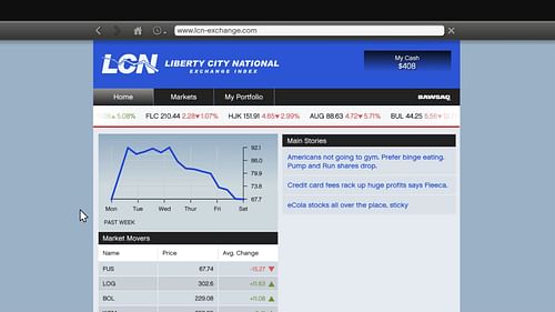 The homepage of the Liberty City National Exchange in Grand Theft Auto 5 (Image via Rockstar Games)