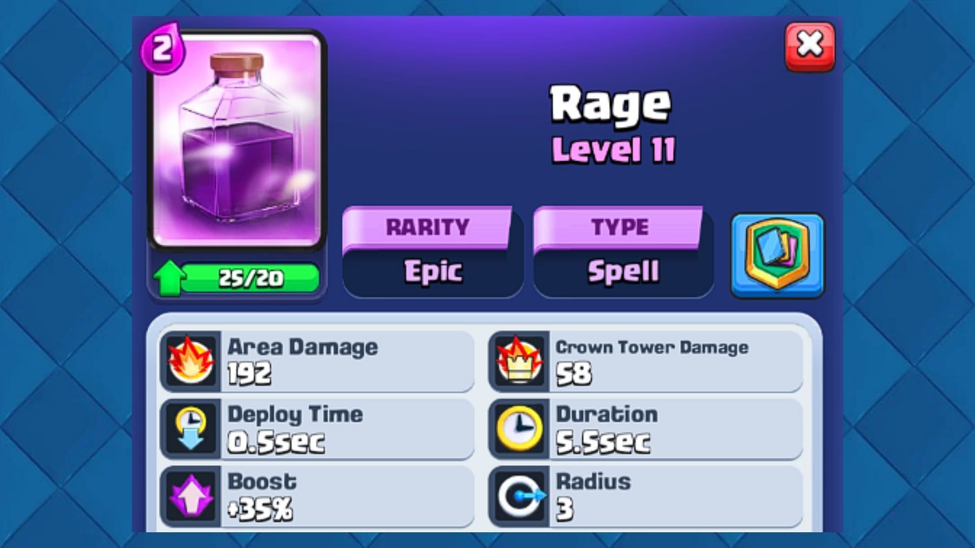 Rage Spell Card in Clash Royale (Image via Supercell)