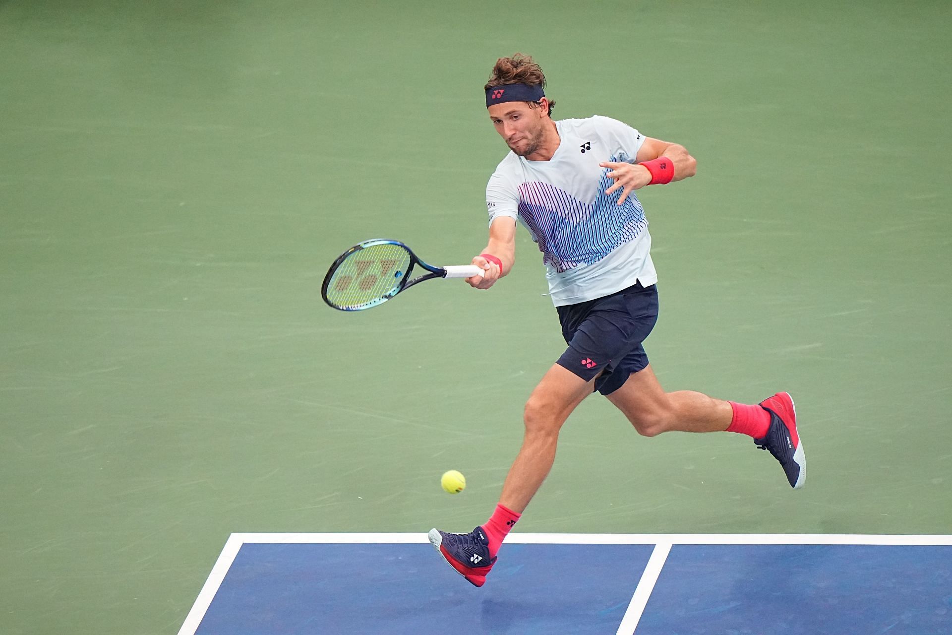 Casper Ruud unleashes a forehand at the 2024 US Open - Source: Getty