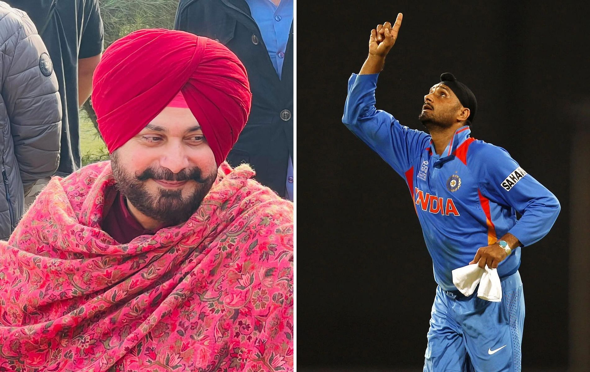 Navjot Singh Sidhu (L) and Harbhajan Singh (R).