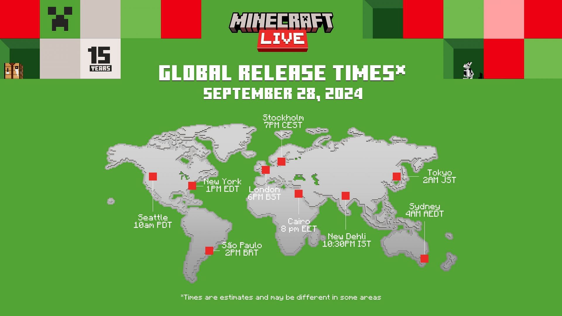 Here are the global timings for Minecraft Live (Image via Mojang Studios)