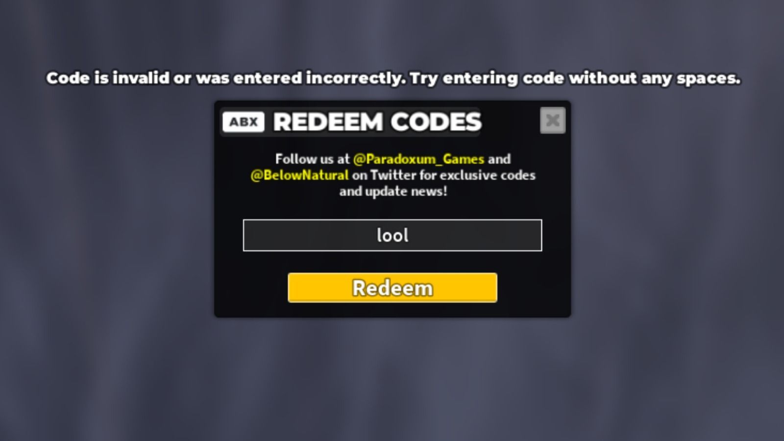 Error message popping up above the code box in Tower Defense Simulator