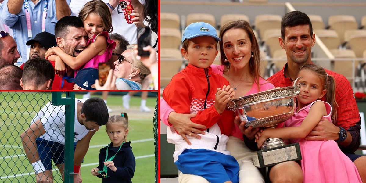 Novak Djokovic with his wife Jelena, daughter Tara and son Stefan | Getty