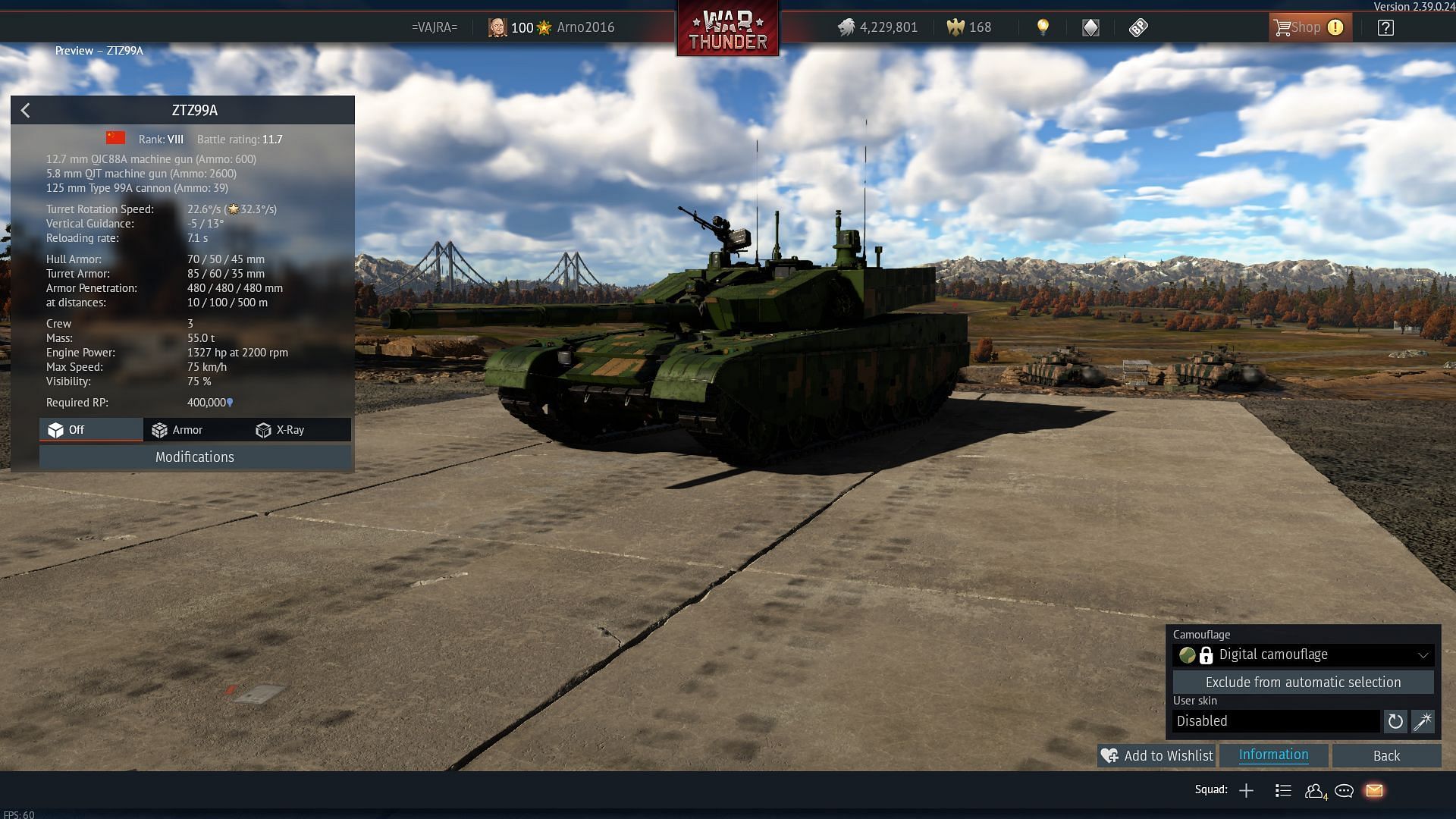 The ZTZ99A in War Thunder (Image via Gaijin Entertainment)