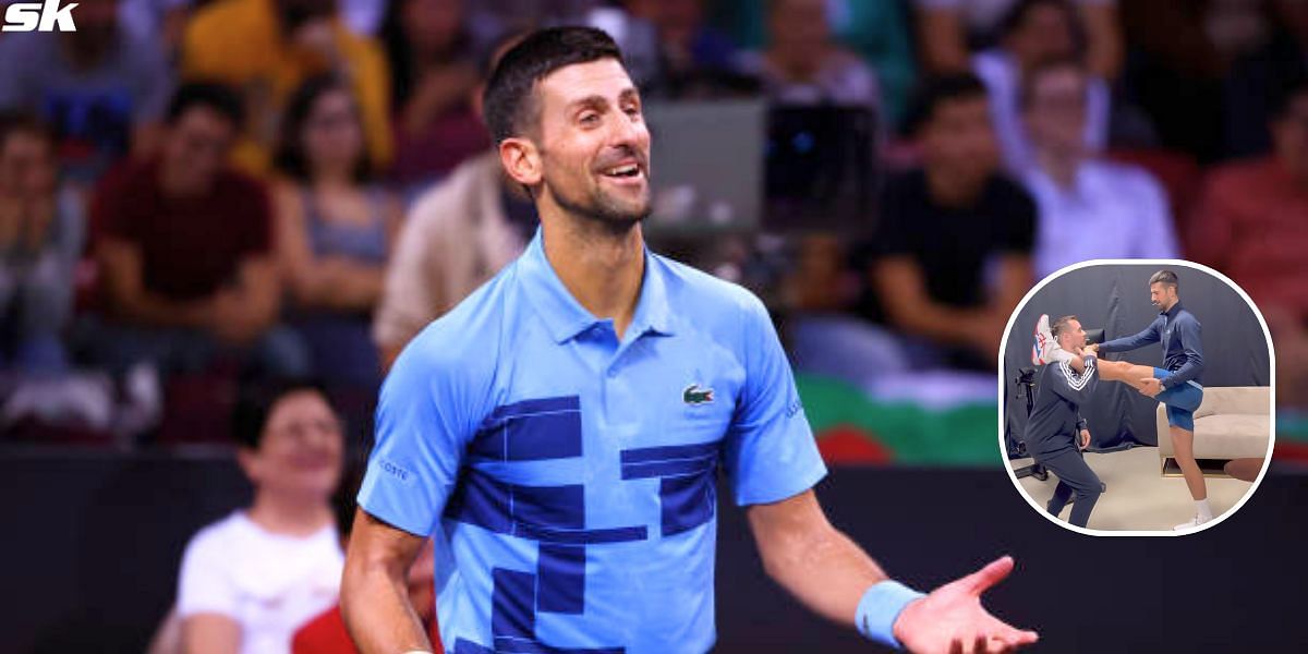 Novak Djokovic &amp; Djokovic with Milos Nedeljkov (inset) [Image Source: Getty Images ; Instagram/Milos Nedeljkov]