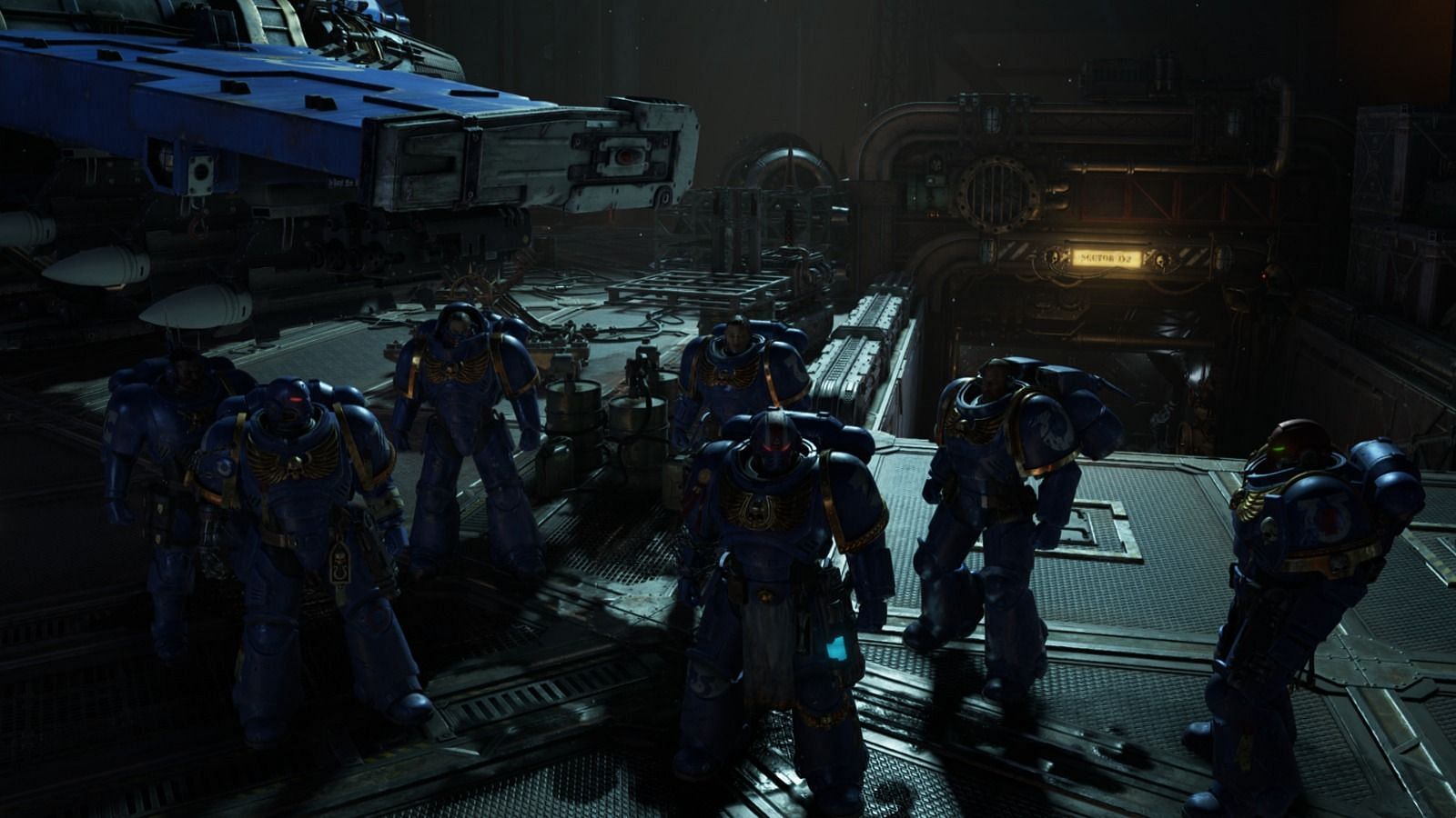 Battlebarge lobby in Warhammer 40k: Space Marine 2 (Image via Focus Entertainment)