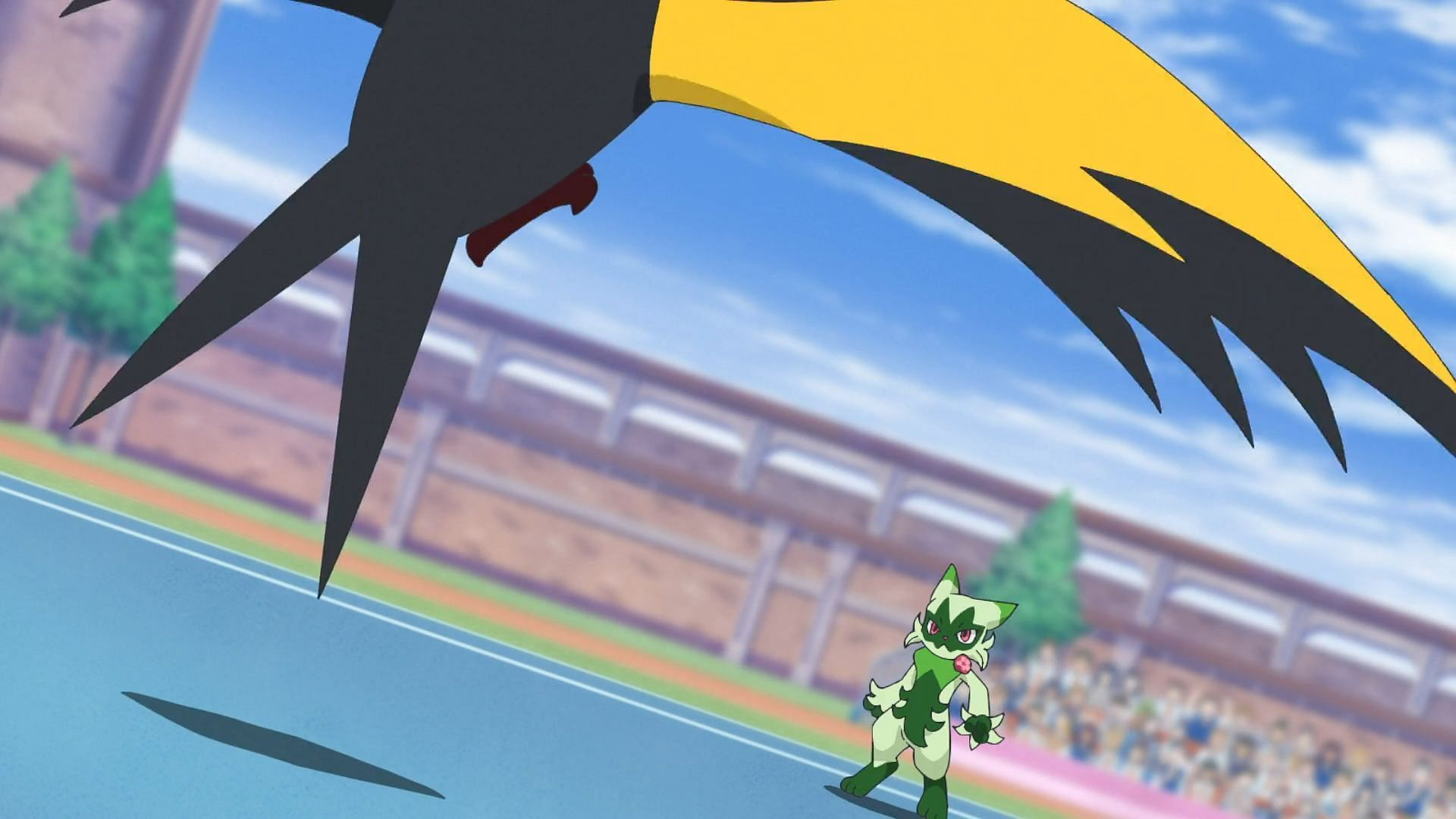 Kilowattrel and Floragato square off in Pokemon Horizons Episode 67 (Image via The Pokemon Company)