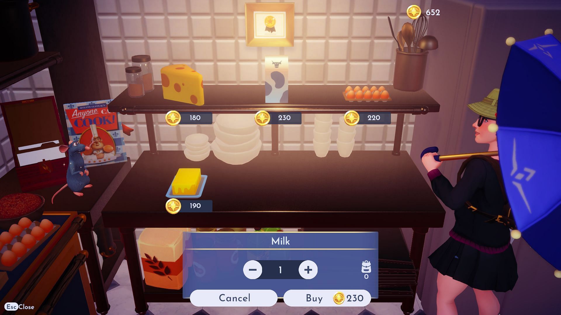 Chez Remy sells Cheese, Eggs, and Milk (Image via Gameloft)