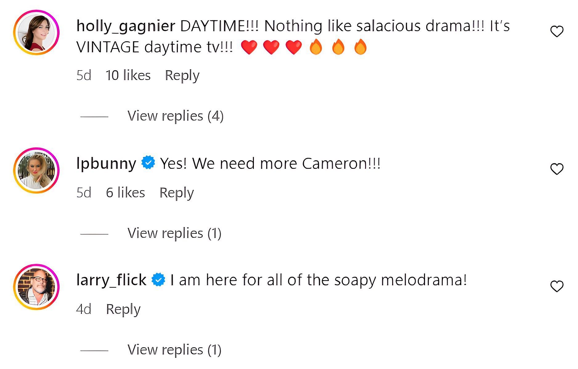 Fans reaction to the love triangle (Image via Instagram / @cameronmathison)