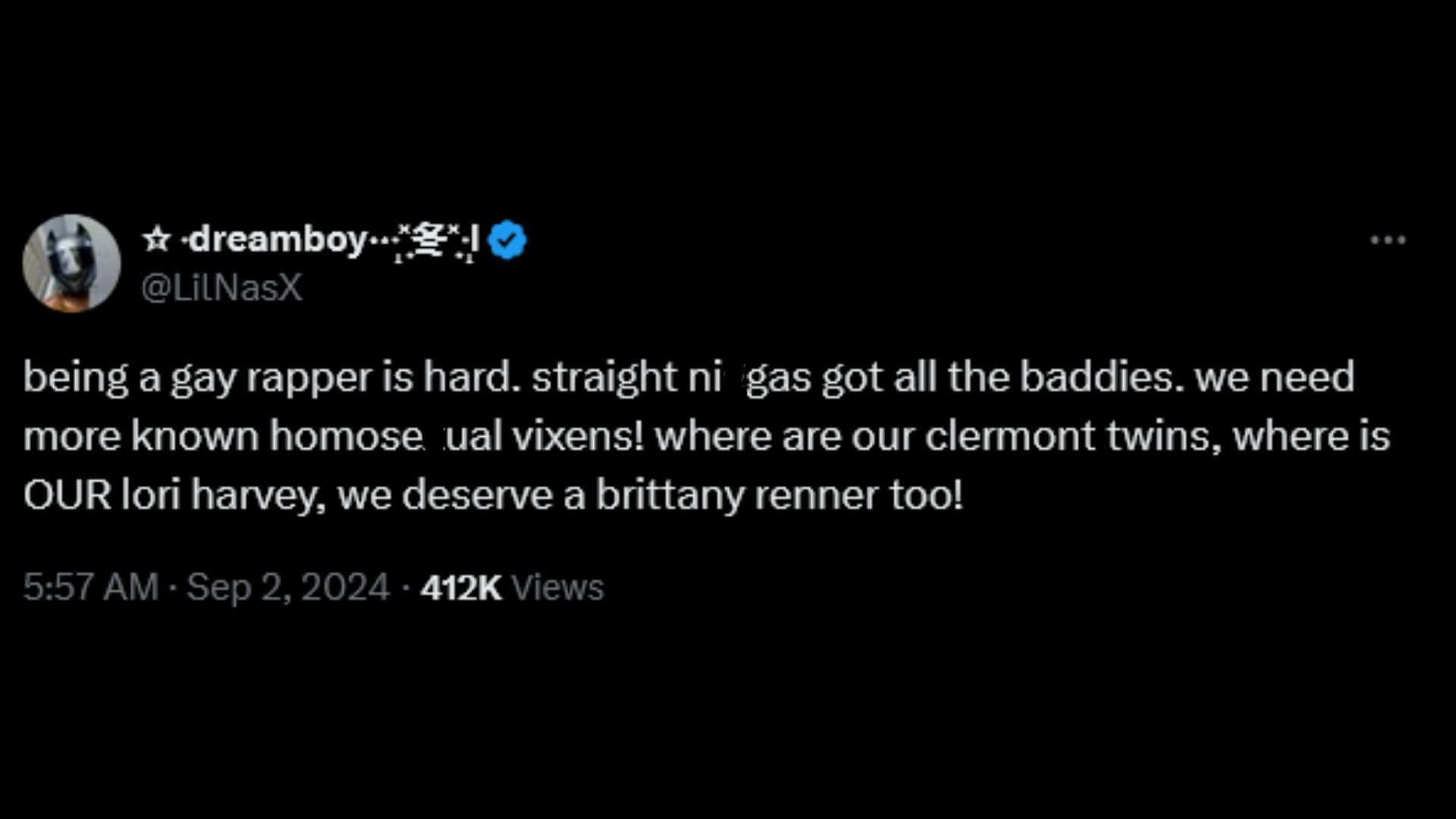 The rapper&#039;s tweet about his relationship (Image via X / @LilNasX)