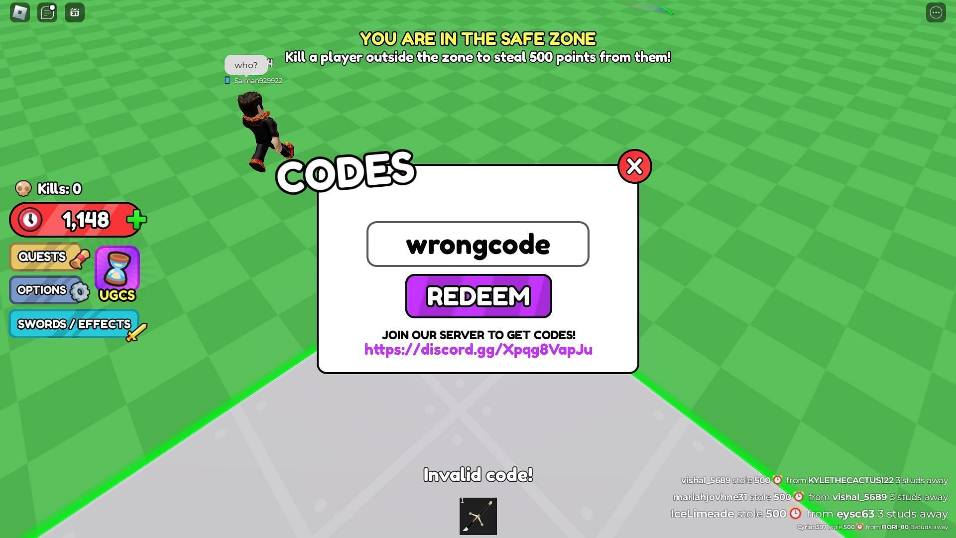 Avoid typos while entering codes (Image via Roblox)